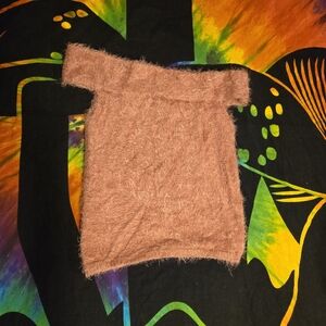 Forever 21 Fuzzy Pink Off-Shoulder Top